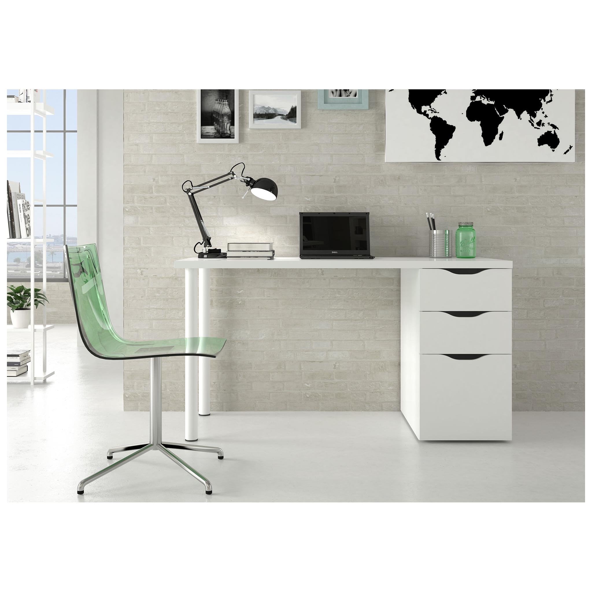 Scrivania Athena - 3 Cassetti - 138X60X74H Cm - Bianco