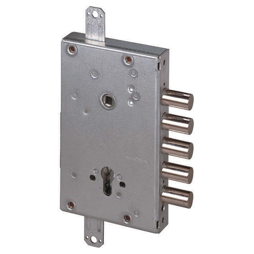 Serratura Applicazione Planare Triplice Chiusura 4 Catenacci - Entrata 64 mm Scatola 125x203 mm - 56505.48