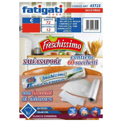 Sacchetti Buste per Frigo 60 pezzi - 28X40 cm 43725