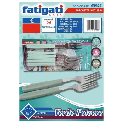 Forchetta Inox 6Pz Manico Verde 43905 Fa