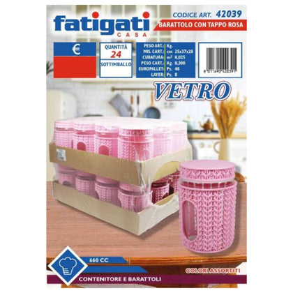 Barattolo in Vetro con Tappo Rosa - 660 ml