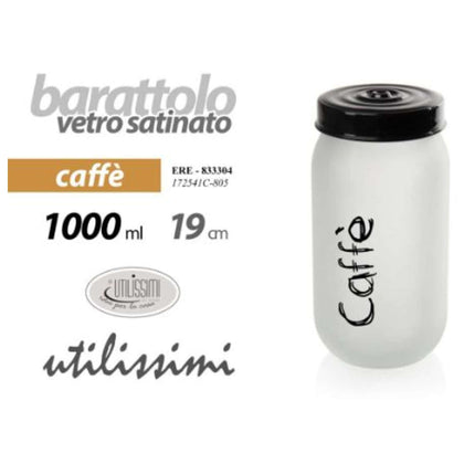 Barattolo per Caffe in Vetro Satinato - 19 cm - 1 Litro