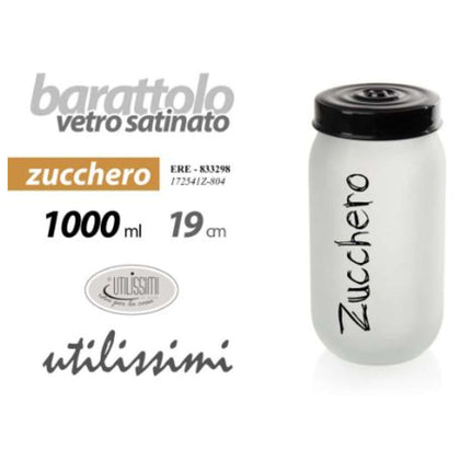 Barattolo per Zucchero in Vetro Satinato - 1 Litro - 19 cm