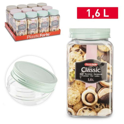 Barattolo Quadro Classic in Plastica per Alimenti - 1,6 Litri