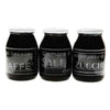 3 Barattoli Per Sale/Caffè/Zucchero - Fantasia Zen Nero