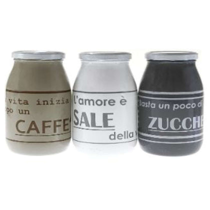 3 Barattoli Per Sale/Caffè/Zucchero - Fantasia Zen