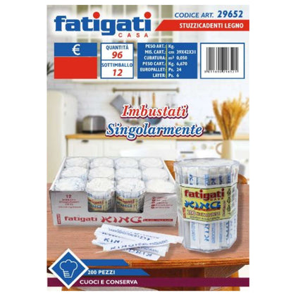 Stuzzicadenti Legno 200Pz Imb.29652 Fat