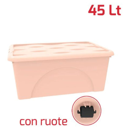 Scatola 45Lt Con Ruote Rosa - 60X40X25 Cm