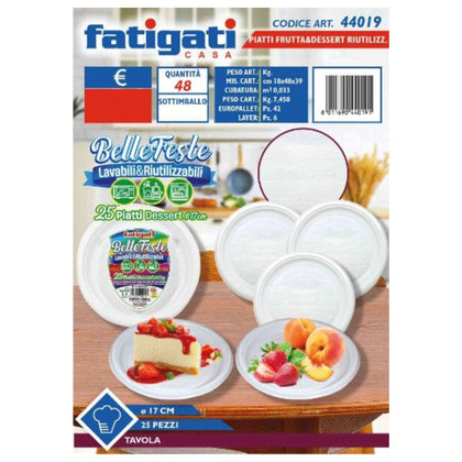 Piatto Frutta 25Pz Riutil. Bianco 44019