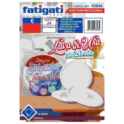 Piatto Piano 25Pz Riutil. Bianco 43846
