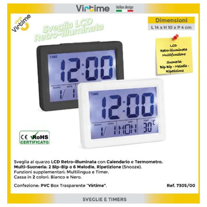 Sveglia Digitale Lcd Smart Slim 7305/00 Virtime