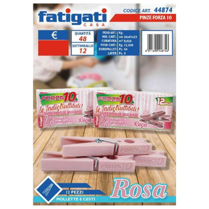 Mollette 12Pz Rosa Forza 10 44874 Fat