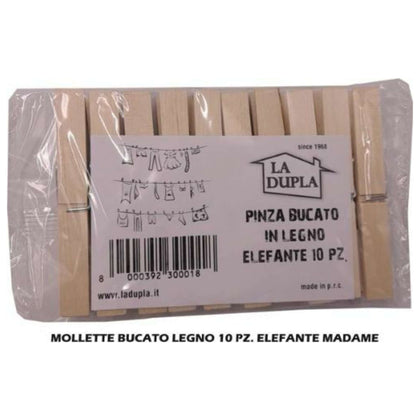 Mollette 10Pz Legno Elefante 30001 La Du