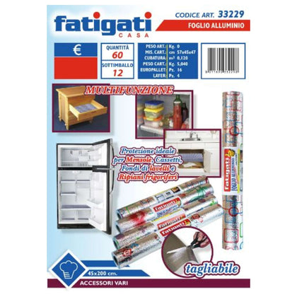 Foglio Alluminio 200X4 Per Cassetti E Ripiani 33229 Fat