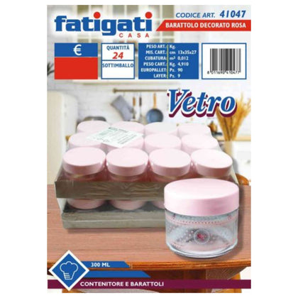 Barattolo in Vetro Decorato Rosa - 300 ml