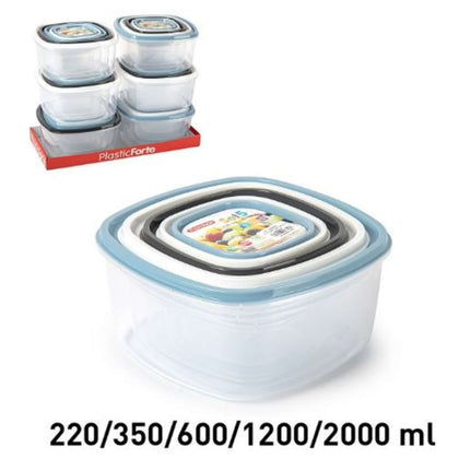 5 Contenitori Quadri Alimentari - 220/350/600/1200/2000 ml