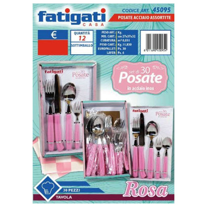 Set Posate Acciaio 30Pz Rosa Pink 45095