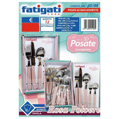 Set Posate Acciaio 30Pz Rosa Polv. 45100