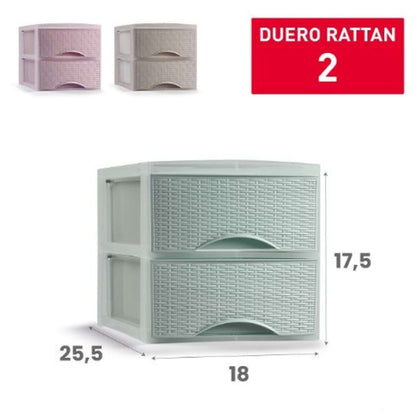 Cassettiera 2 Cass. Rattan Pl 14763 25,5X18X17,5 Cm