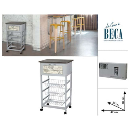 Carrello Bianco 47X37X85 C/3Cest+Box Mdf