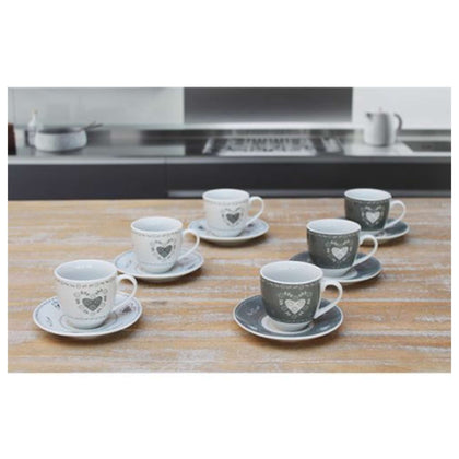 Tazzina Caffe' 6Pz C/P Cuori Gr/Bi 77185