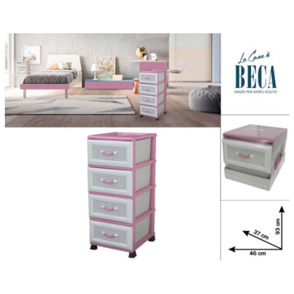 Cassettiera 4Pt Rosa 93X37X46 77198