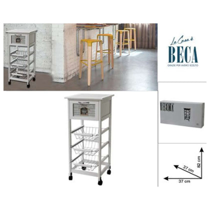 Carrello Bianco 37X37X82 3C+Box+ Top Mdf