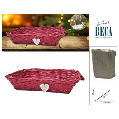 Cesto Rosso Rett. Vimini 51X38X13 Cm
