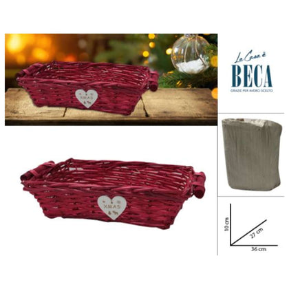 Cesto Rosso Rett. Vimini 36X27X10 Cm