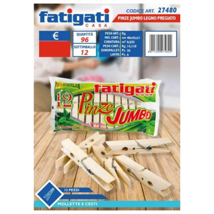 Mollette Jumbo 12Pz Legno 27480 Fat