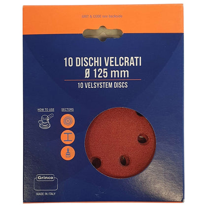 Disco Abrasivo Velcro 8 Fori D 125 Mm Gr 80 Cf 10