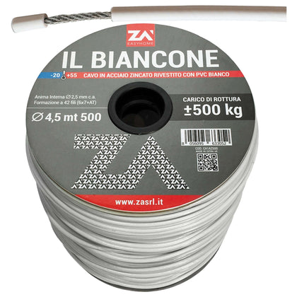 Filo Stendibiancheria Biancone Acc Zinc 4,5 Mm - 500 Ml