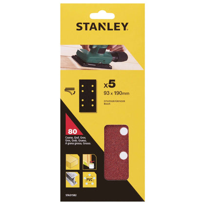 Piranha Stanley Sta31582 (X31582) 5 Fogli Vel. Bosch 93X190 Gr.80