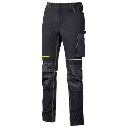 U-Power Pantalone Atom Slim Fit Nero-Giallo Tg.M