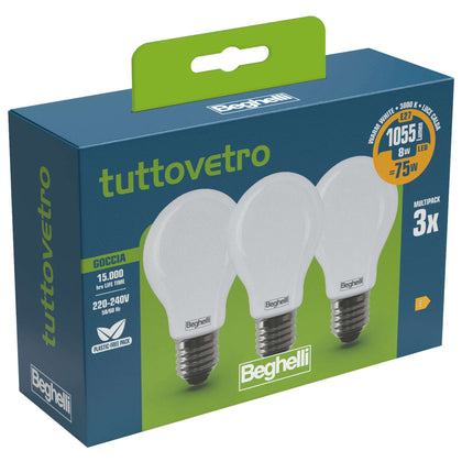 Beghelli Led 58050 Goccia E27 W8 Ca3000K Set 3 - 10 Cf