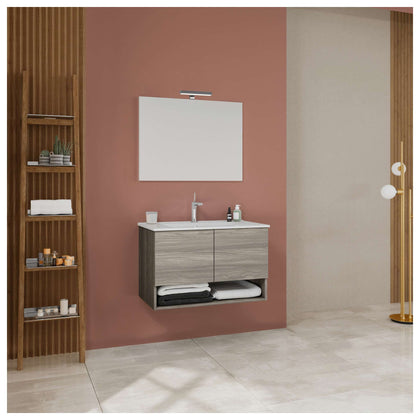 Mobile Bagno Oslo 2 Ante 80 Sosp. Rovere Grigio