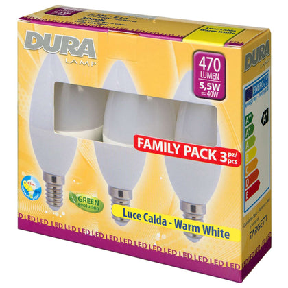 Led Set 3 Oliva W5,5E14 Lumen470-3000K Calda - 10 Pz