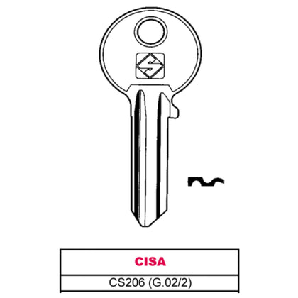 Silca Chiave Ottone Cs206 (G.Vac 2) Cisa - 100 Pz