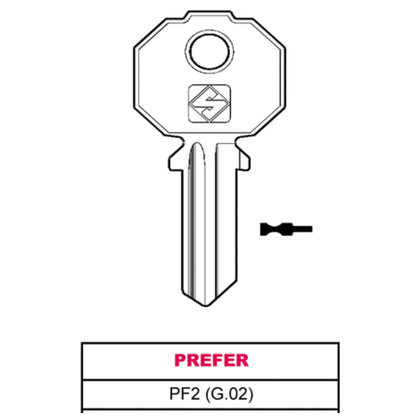 Silca Chiave Ottone Pf2 (G.Vac 0) Prefer - 20 Pz