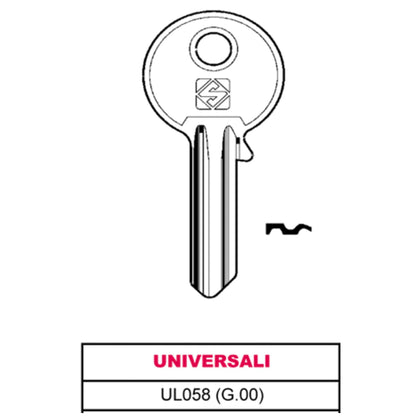 Silca Chiave Ottone Ul058 (G.Vab 0) Universale - 100 Pz