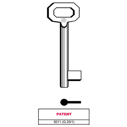 Silca Chiave A Mappa 5011 (G.Vaz 1) Patent - 5 Pz