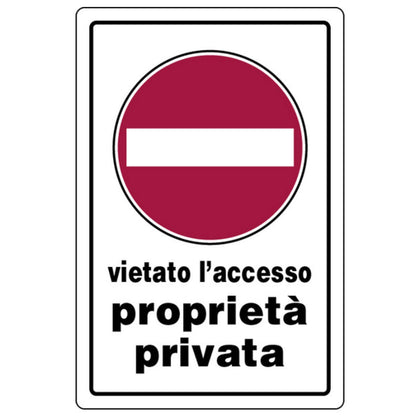 Cartello Segnaletico Proprietà€ Privata Accesso Vietato Cm. 20X30 - 10 Pz