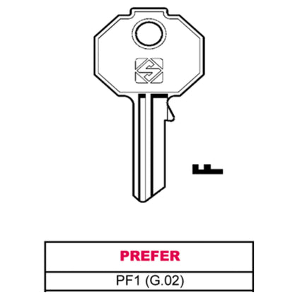 Silca Chiave Asc Pf1 (G.Vac 0) Prefer - 20 Pz