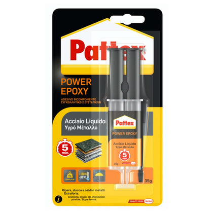 Henkel Colla Pattex Power Epoxy Acciaio Liquido Mix Gr. 35 (Siringa) - 6 Pz