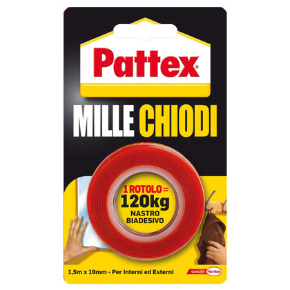 Henkel Nastro Biadesivo Pattex Mille Chiodi Mm. 19X1,5 Mt.