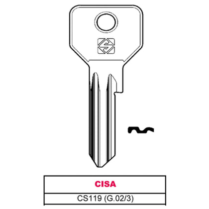 Silca Chiave Ottone Cs119 (G.Vac 3) Cisa - 10 Pz