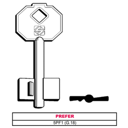 Silca Chiave A Doppia Mappa 5Pf1 (G.Vas 5) Prefer - 5 Pz