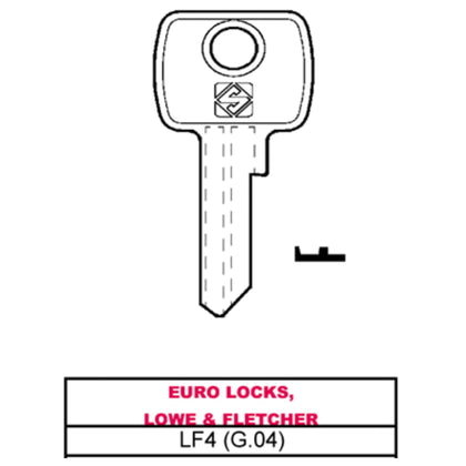 Silca Chiave Asc Lf4 (G.Vae 0) Euro Locks, Lowe & Fletcher - 10 Pz