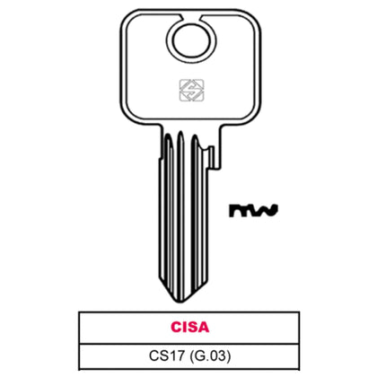 Silca Chiave Ottone Cs17 (G.Vad 0) Cisa - 10 Pz