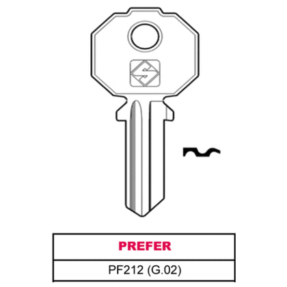 Silca Chiave Ottone Pf212 (G.Vac 0) Prefer - 20 Pz